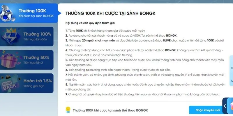 Top các sự kiện khuyến mãi hot nhất từ 8LIVE